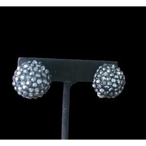 Vintage Pave Rhinestone Clip on Earrings Signed Made in USA